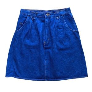 Vintage Denim Knee Length 5-Pocket A-Line Skirt - Weathered Blues - Medium 29”